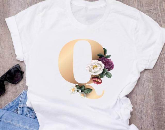 Women's High Quality Printing T-Shirt Flower Short Sleeve
