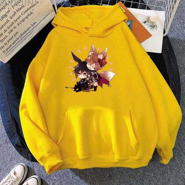 Zhong Li Tartaglia Kawaii Hoodies Women Pullover Aesthetic Print Casual Sweatshirts